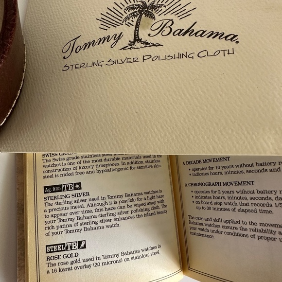 Tommy Bahama  Ladies Watch Sterling Ag 925 TB w/ Ori . Box.Tags, Booklet. Unused - Picture 5 of 10